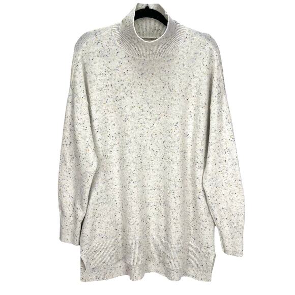 LOFT Women's MOCK NECK SWEATER Speckled Cream Size LARGE - Picture 1 of 6